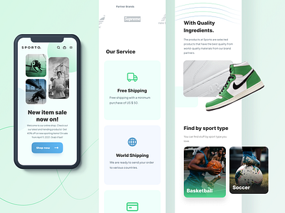 Sporto - E Commerce Landing Page Mobile Version