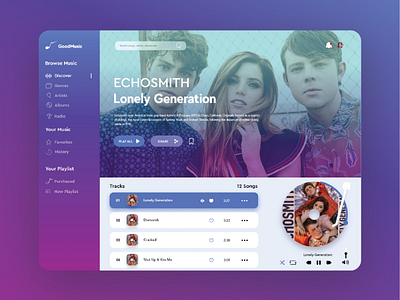 Echosmith Music Player Web Design musicplayeruidesign ui uidesign web web design