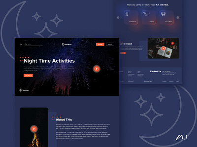 Night Time Activities UI Web Design onepages onepagesuidesign ui uidesign web web design website concept