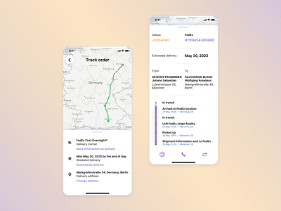 In-app parcel tracking