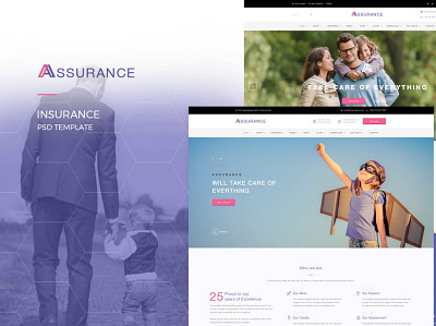 Assurance Insurance PSD Template branding design flat ui ux vector web website website concept