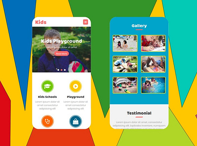 Kids - Multipurpose Mobile Template app branding design elements flat landing page ui vector web website