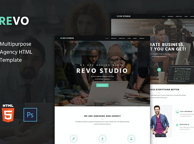 Revo Studio - Agency Onepage HTML Template app branding design elements landing page theme theme design web web design website