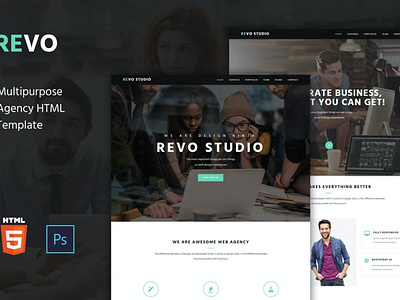 Revo Studio - Agency Onepage HTML Template app branding design elements landing page theme theme design web web design website