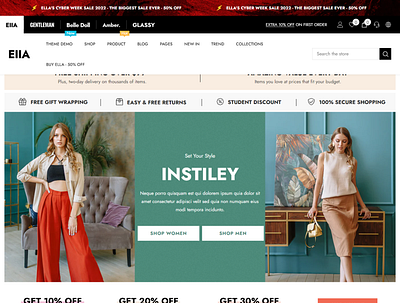 Ella - High Fashion Shopify eCommerce Theme branding ecommerce design