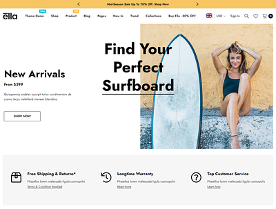 Ella - High Fashion Shopify eCommerce Theme ecommerce design