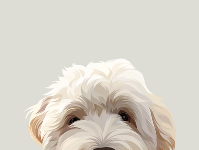 white curly dog artist design drawing illustration pet potrait tracing vector vector art vector artwork