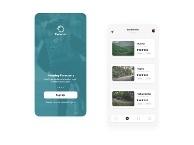 Cycle port | Best cycling place | Minimulistic mobile UI