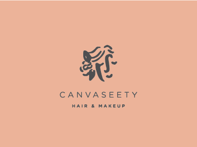 Hair & Makeup Logo beauty brand brush canvas face female feminine hair lady logo makeup pink strokes