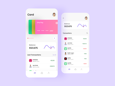 Finance App Visual Exploration , Card page.