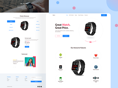 Smart Watch: Single Product Landing page app branding cards clean design landing page landing page concept landing page design landing page ui minimal single product single product landing page smart watch typography ui ux web web app website