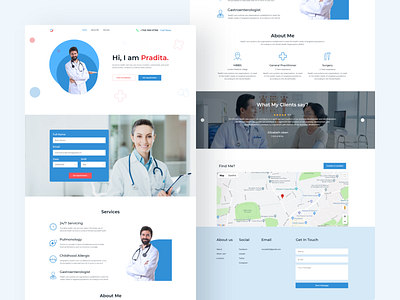 Doctor s Portfolio: Medical Landing page app branding cards clean design doctor appointment doctors landing landing page logo minimal simple typography ui ux web website