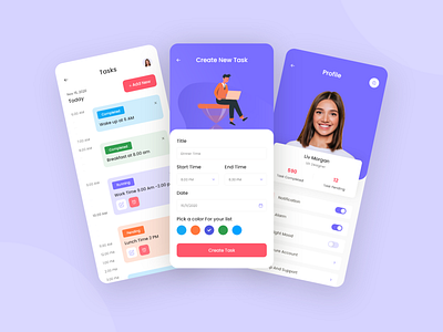 Task Manager Mobile/iOS App app box branding button cards clean color create task design ios app ios application minimal mobile app profile profile page tab typography ui ux web