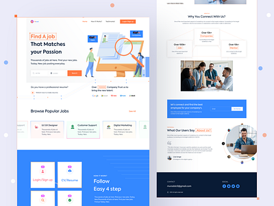 Job Finder Landing Page design digital freelance homepage illustration interface job job application job board job finder job portal job search landing page design ui uidesign uiux web webdesign website work