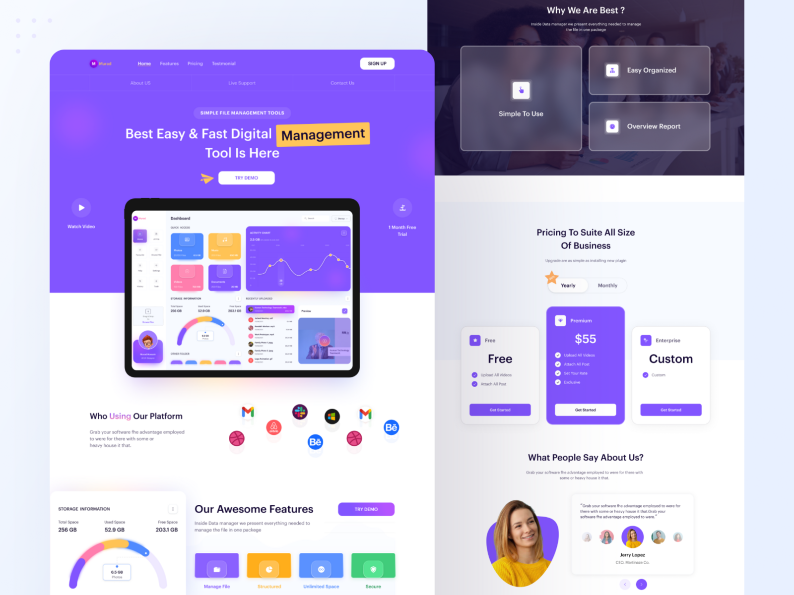 File Management: SAAS Landing Page by Murad Hossain 🔥 on Dribbble