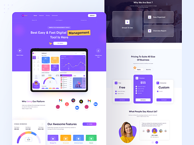 File Management: SAAS Landing Page animation design education app file management website glassmorphism hero landing landing page design landing page ui saas landing page template testmonial trendy ui webflow