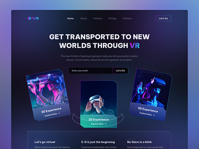 Virtual Reality landing page 3d animation app branding clean design graphic design illustration landing page landing page ui logo minimal motion graphics project typography ui ux vertual reality web design website design