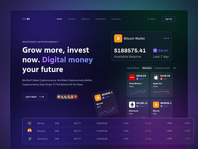 Crypto Landing Page freelance freelance web graphic design homepage interface landing page landing page design ui ui design ui ux ux design web web application website