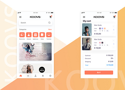 koovs homepage, checkout page redesign app ui koovs koovs interface mobile app ui ui kit ui ux