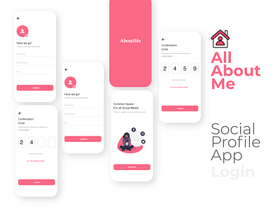 All About me all about me app ui login page social profile ui user interface ux