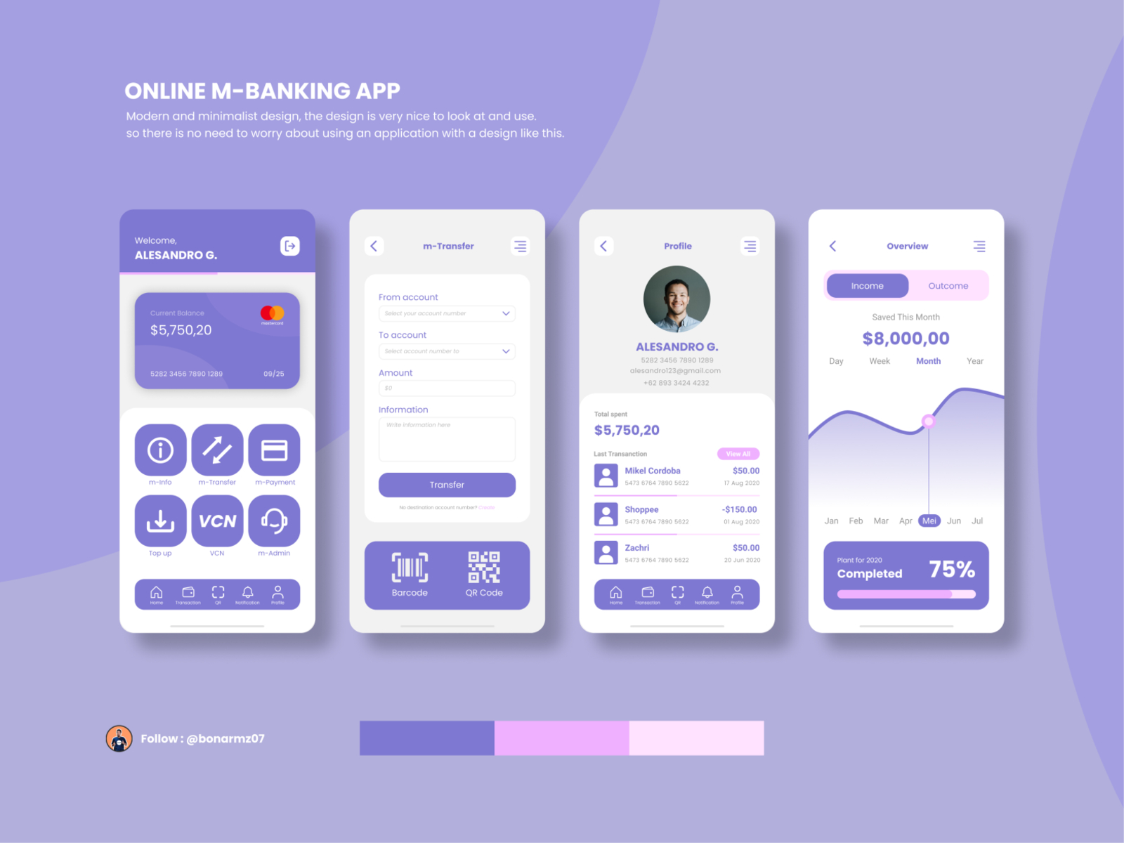 User Interface Mobile Banking App by Bonar Muhzachri on Dribbble