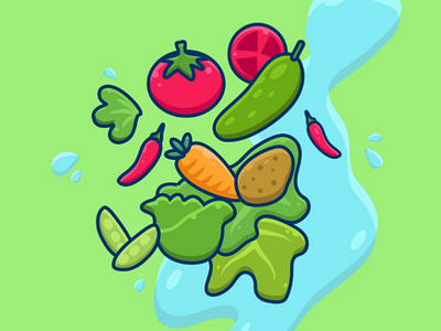 Fresh vegetable design flat food fresh green health illustrator nature vegetable vegetarian