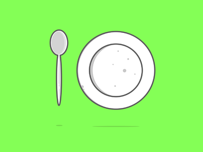 Spoon and plate design fasting flat food icon logo minimalist plate simple spoon