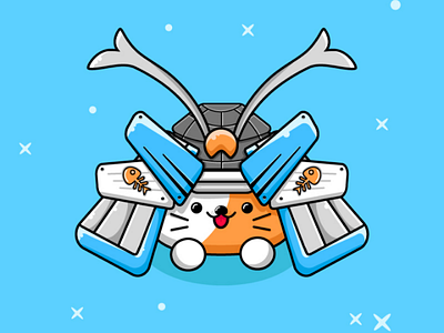 Cat Samurai adorable cat cute design illustration japan logo samurai vector