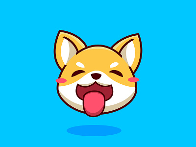 Shiba inu head adorable animal buddy cute design dog fill head icon illustration logo pet shiba inu vector