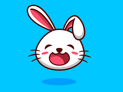 Rabbit head adorable animal buddy bunny cute design easter egg flat icon illustration logo pet rabbit summer vector white