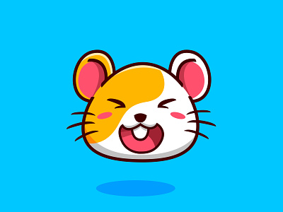 Hamster head adorable animal buddy cute design flat furry hamster happy head icon illustration logo mouse pet pets small tooth vector