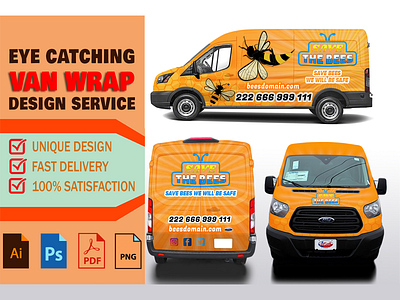 Bee Van Wrap Design for advertising branding car wrap design graphic design vanwrap