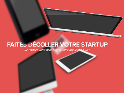 Make your startup take off blur branding fly logo mockups multiscreen red responsive startup