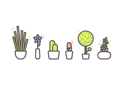 Flowers icons cactus flowers icons illustration nature plants pot trees vector vectors