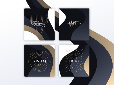 Fluid cards blue branding cards fluidify gold lettering