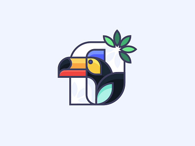 Toucan bird geometric icon illustration jungle leaves toucan