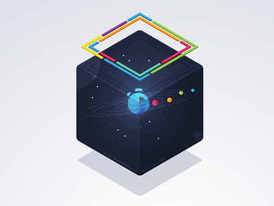 Algolia Community Solar System algolia box community cube icon illustration isometric planet solar solar system space star vectors