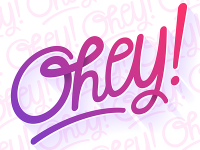 Ohey - Craft lettering craft custom graffiti lettering long shadows purple type vector