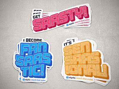 SaaS Stickers custom fantastic glass lettering nasty pun saas sassy sensational stickers type