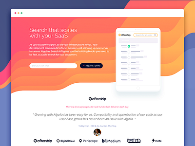 Algolia Saas Landing Page algolia design header landing page saas scale ui web website