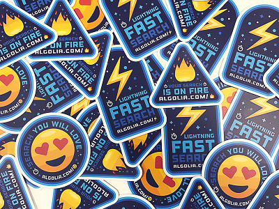 Emoji Stickers algolia badge blue emoji fire heart eyes lightning sticker stickermule stickers vintage