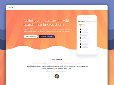 Algolia for E-commerce - Landing page algolia blue design ecommerce landing orange page store vectors web