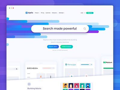 Algolia home page redesign