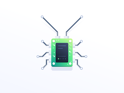 A bug in the microchip bug card chip cockroach electronic green insect microchip spider