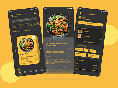 Food Recipe Dark Mode app design fnb food app mobile ui uiux