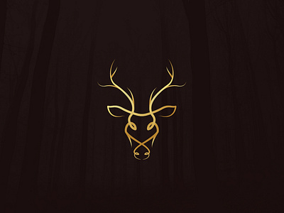 Gold Abstract Deer Logo Design