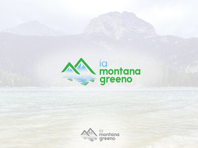 La Montana Greeno Montenegro Green M Letter Mountains Lake Logo blue branding creative design green hill lake logo logodesign minimal montenegro mount mountain mountain logo