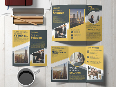 Corporate Tri-Fold Brochure branding brochure template business brochure corporate brochure design new brochure template trifold brochure unique design