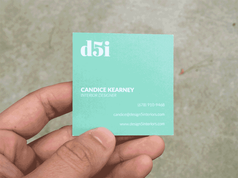 design5interiors Business Cards animated atlanta branding business cards gif interior designer logo mint square square business cards