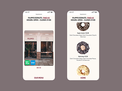 Filippo donuts / Mini website / Custom template cafe digital donuts minimal ui ux website